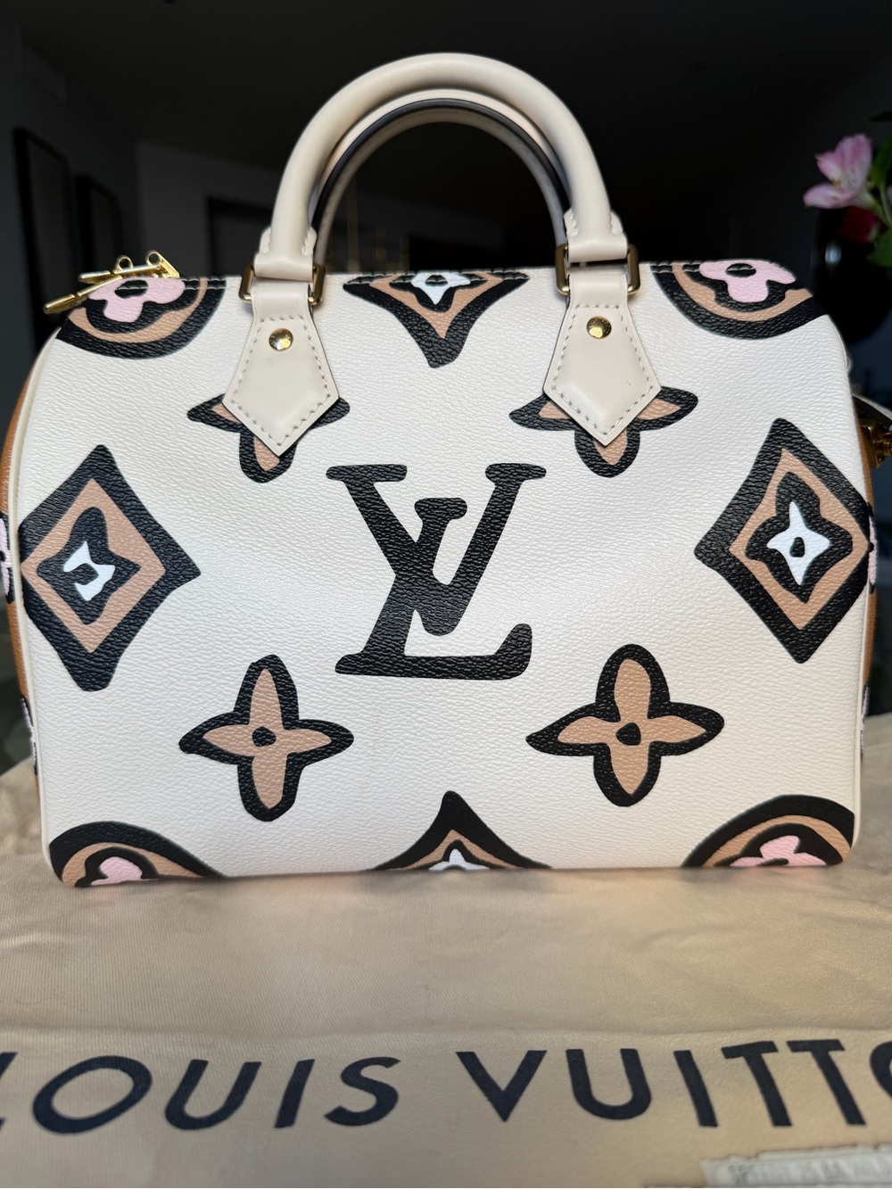 Louis Vuitton White Monogram Speedy 25 wild creme Bag